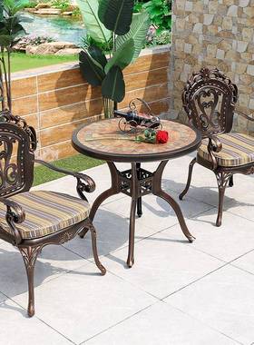 室tb-61445外阳台三酒店件套铸铝桌椅组合户休外闲桌椅欧式铝大理