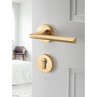 金色门锁室28-021把内家用分房门锁磁吸静音卧室门手拉丝体锁具木
