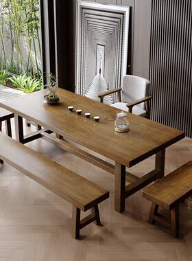 全实木茶桌椅台组合客整XRT厅家用原木泡茶阳桌大板套茶台中式喝