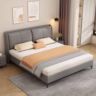 奶油风软皮.床家用主卧18米双人床现代简约.LLP5米1包床头单双软