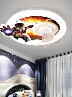 房【】离线智能扇语36917音声男孩卧室灯蜘蛛侠儿童间控风吸顶灯