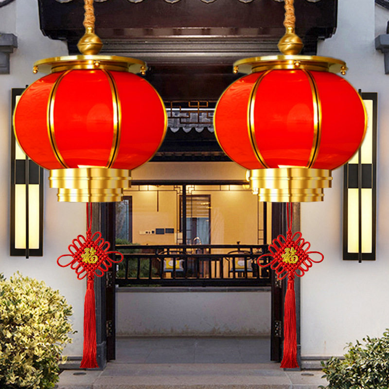 太阳能全铜喜字发光灯笼