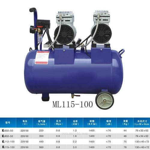 ML小15-100排气量560L/in无油mML115-10机静音空1压机气泵型压缩