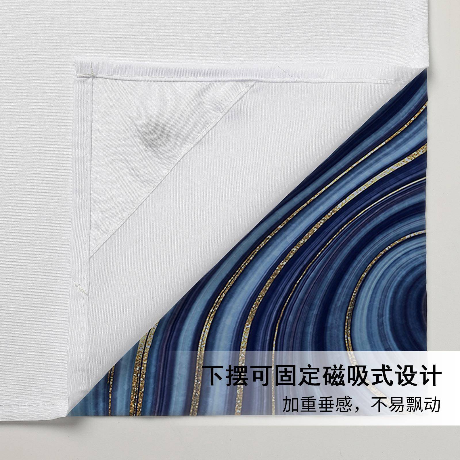 现代大理石双简大石理约双层数码印花帘酒店卫生浴间浴室窗帘涤纶