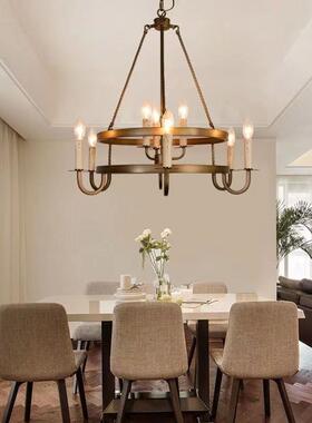 美式乡村吊灯客厅灯双34785层餐厅商用铁卧室创意工业风古复蜡烛