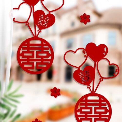 喜字贴纸主卧衣柜囍字结婚客厅装饰新房窗户窗花房间卧室婚房布置