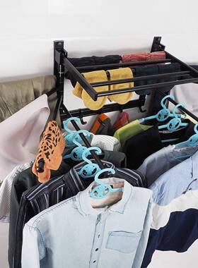 折叠毛巾架壁式旋毛巾架功能浴挂室置物70117架带转挂多钩和摆臂