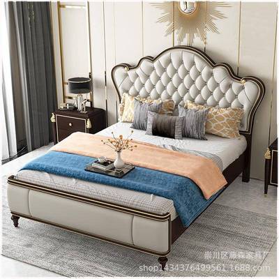 美式轻奢床奢式华现代简约FPB1米.8床主卧双人木床欧实床