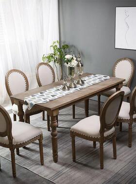 TJZ老式餐桌古怀旧复法餐桌家用长方形茶桌村乡美式餐桌实木式餐