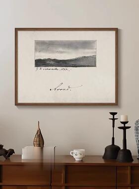 《远山法式复风古SN051206玄黑白景餐厅装饰》画中古风素描艺术客