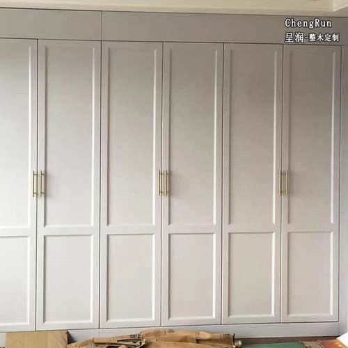 简美轻奢卧实木式衣YG-016柜定制室玻璃平开现代灰色门奶油风大衣