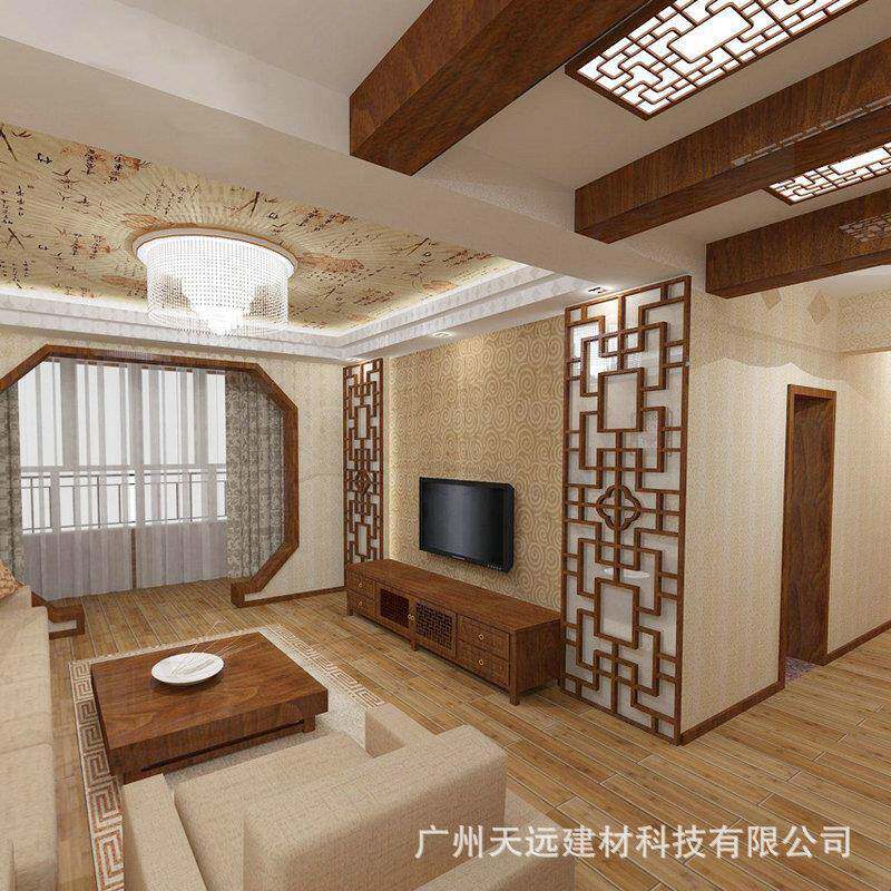 仿铝窗花格栅合古铝中式玄关屏风TY35仿木纹餐厅隔断护栏厂金家直