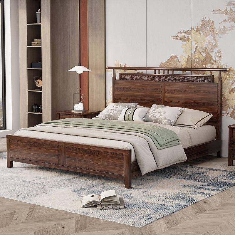 新中YS-JY-36式乌金实木床1.8米主卧高端双人木床现代简约国风储