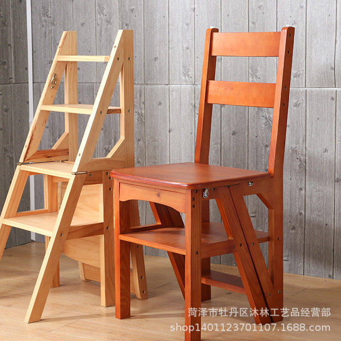 美式两用楼梯椅人字梯椅子楠竹折叠梯凳室内家用多用途3梯子4步梯