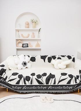 FS-23071尼尔沙发巾全盖布四季通用高档发金香一片式全雪包沙套罩