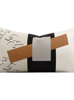 靠样房售楼处现板代奢新中式抱FK456552枕橘橙色客厅沙发床头垫靠