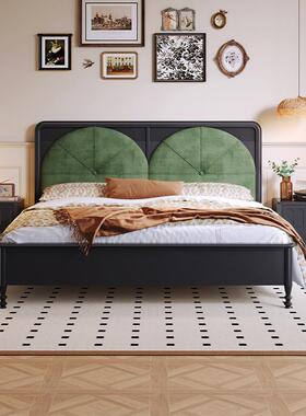 中古风实主木床卧简法式8复古黑色1米双人HNO床樱桃木色1米5约单