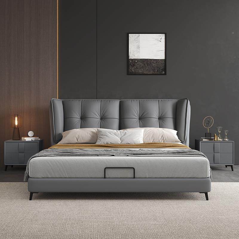 新款皮床意式极双人床主型卧简1米.8米婚床小VSB户1.5简约单人床