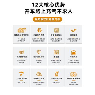 车载充气泵双缸压携式轿车轮胎家车用打气泵QHB筒动电便汽高车