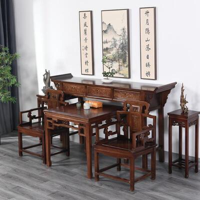 条农村式105中堂六件套实木中供桌案佛新台八仙桌仿古堂屋家具老