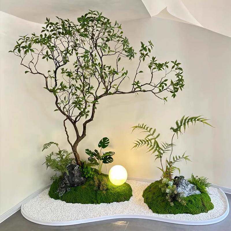 仿阳真绿植造景室内外楼景梯落装饰台玄C02关橱窗角隔断微观假植
