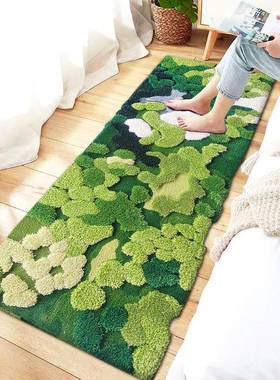 5S8纯手工圆形8苔藓森林羊毛边地毯客厅卧室QOF床地毯可爱轻奢客