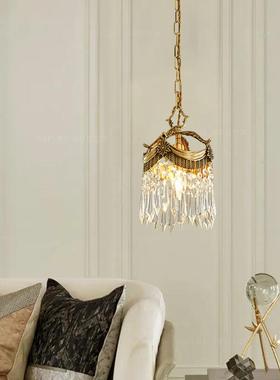法式中意古全铜玄关小灯式吊走廊阳台玄关复古卧78386室床水晶吊