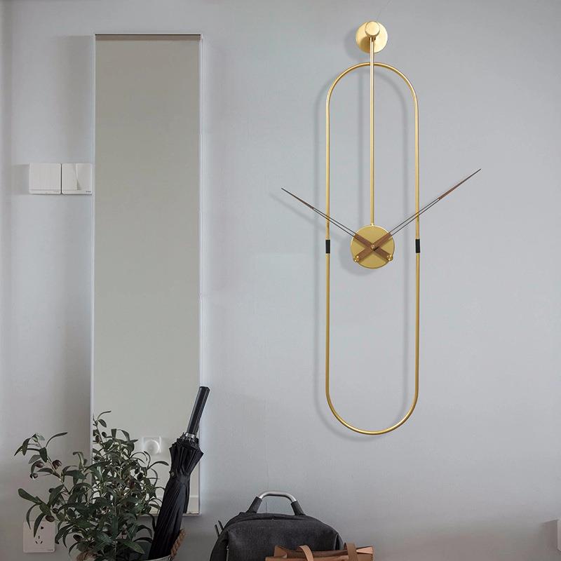 客厅艺术n壁饰简YX8800椭约风装饰挂钟nomo酒餐厅铁艺长型吧创意