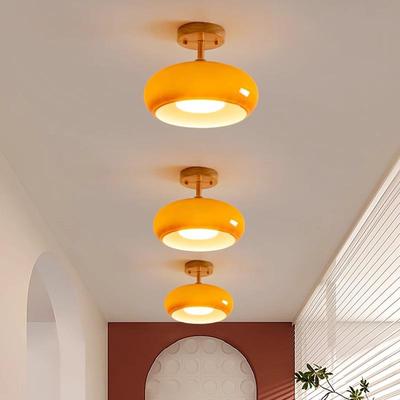 中衣古玄关入户道灯木原奶7489油柿子吸顶灯复古日式过阳台帽间卧