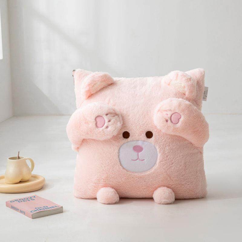 新款兔绒Tii粉熊抱枕被子m两用二合一车午睡毯加厚兔pxx10054冬季,居家布艺,抱枕被,淘宝优惠券,粉丝福利购,淘宝优惠卷