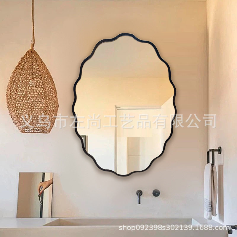 法式浴室镜椭圆壁挂家用卫生间智能化妆镜子网红卧室梳妆镜挂墙式