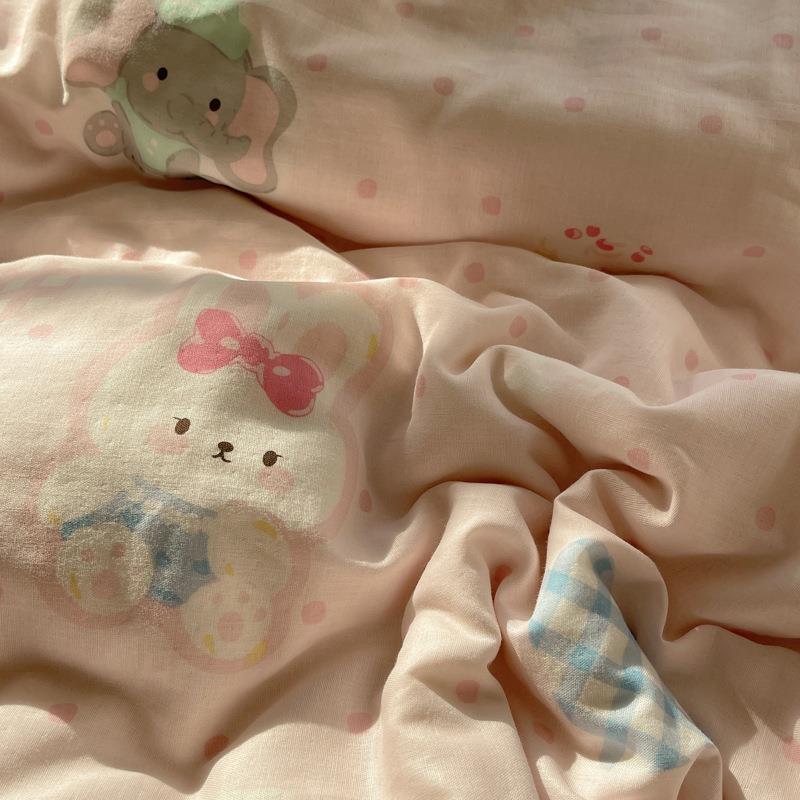通a母婴级全棉卡双层纱四件套类纯棉纱被套床单学六巷胡同布生宿