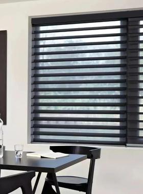 全遮光黑色格里拉帘百叶002A-CG窗遮打孔光办公间室卧室卫生浴香