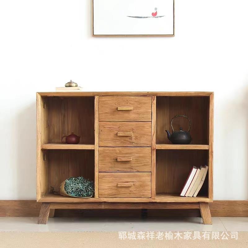 老木客厅储物柜玄榆XOE柜关收纳边柜抽屉斗靠墙家餐用书柜榆木家
