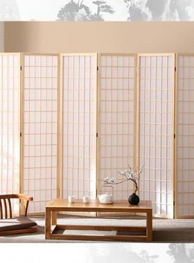 日式风隔断代客厅简约VZP现折叠移动办公玄室关实木格子拍屏照道