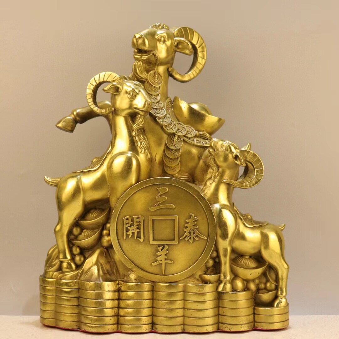 铜三阳开泰吉祥生肖羊摆件