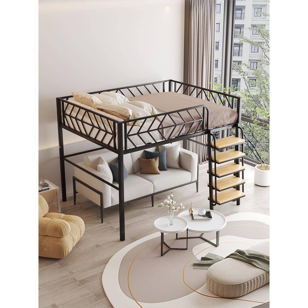 9铁艺上下床小户型阁楼床省间U下双889层床复式高空架床成人上铺