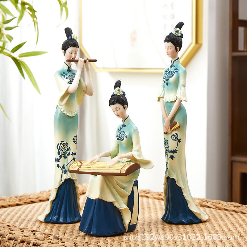 中国风只此青饰国绿摆件中式潮古典女仕高档客厅玄关酒436柜轻奢