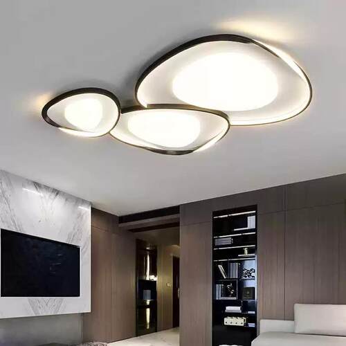 鹅卵石客主灯现代62简约吸灯新2025年款大气护眼LED厅全顶光谱灯