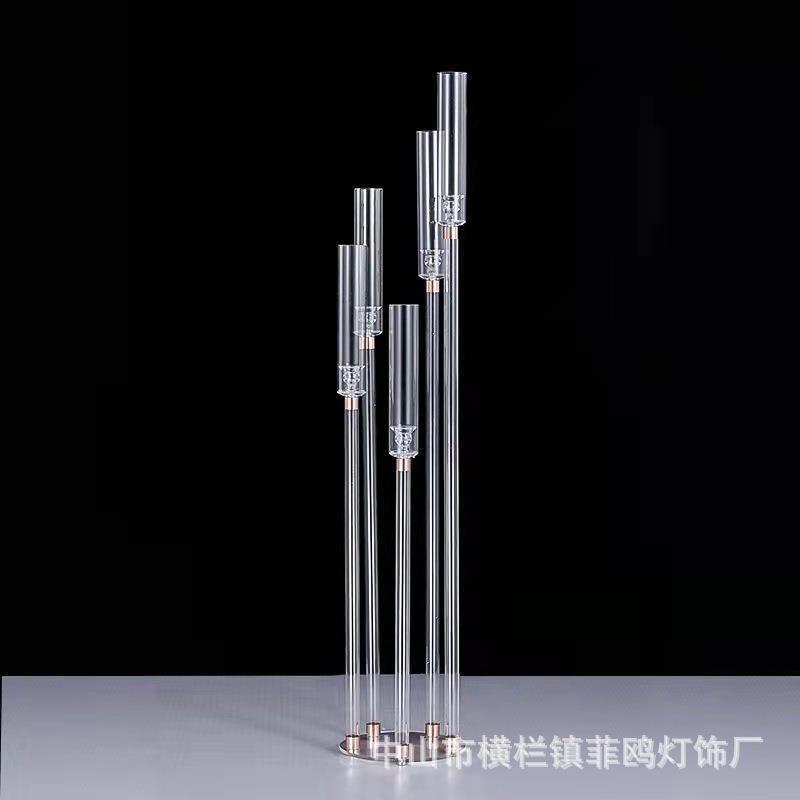 新款婚礼布置道具舞台T宾TXN区装饰婚庆亚克力透明烛台台路引摆迎