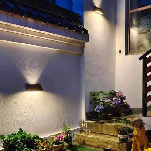 新品双头灯户外大防水太阳能壁led门口上明下GT291A-R发光洗墙庭