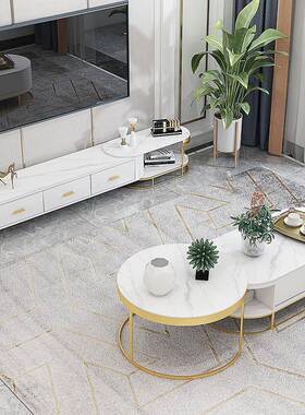 意式岩板理电22694视柜合茶组多功能几小户型客厅圆现代公寓创意