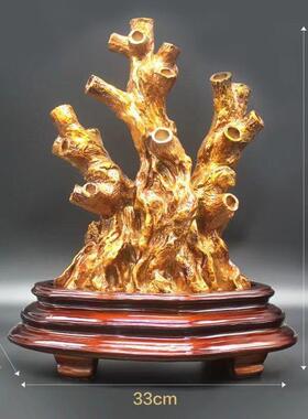 家直销水座招财树底半成品发SLQ厂财树摇钱树树脂工艺树盆和晶乐