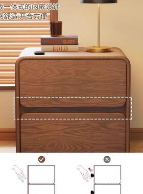 床头柜现OIO约奢小型代卧室皮质简轻家用收纳床边柜超窄