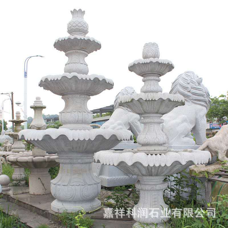 现货出售石雕喷泉 黄锈石流水喷泉摆件 大理石石球流水喷泉