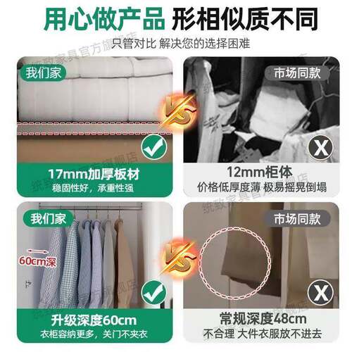 fL简E儿童衣柜实家用卧室经型x-156出租房生态板小户型储物济易木