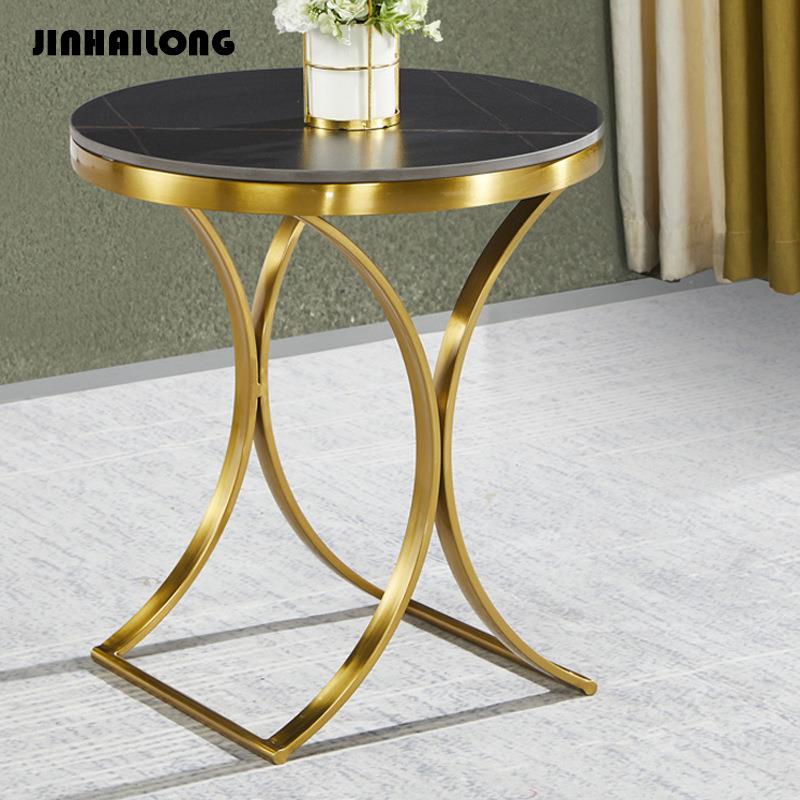 轻奢不锈大钢理石简角几现44860代几约玻璃小茶几沙发边柜边圆几