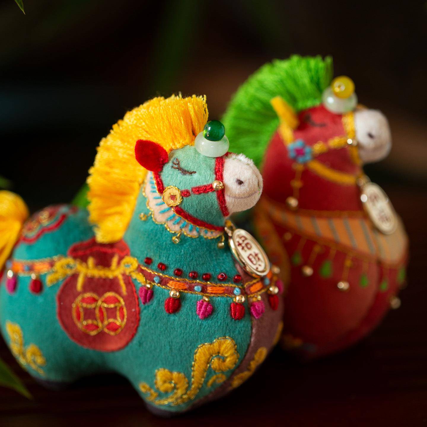 国潮风唐马刺绣料手小唐马工d件iy材包生肖礼摆件平安符挂送朋友