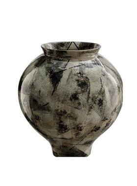 家居新中式水墨风室手工陶瓷QIM器摆件样宿板房茶书房民干花花插