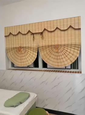 日式竹帘窗帘隔断阳卷帘中式扇形帘办公茶酒室店sijk5670升降罗饭